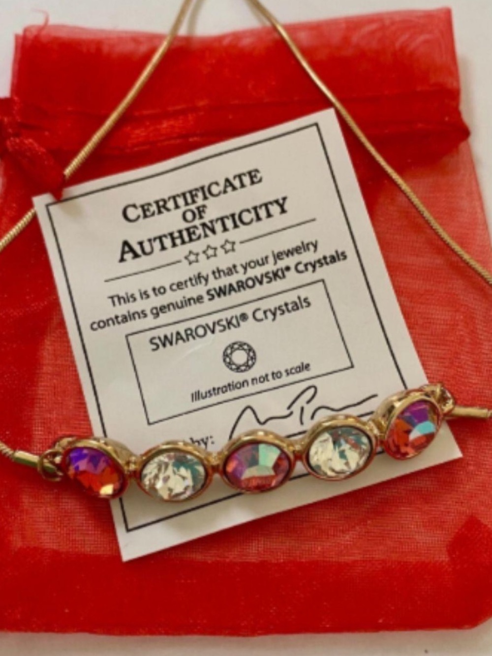 Swarovski Crystal Multi-Color Bar bracelet- Gold Tone